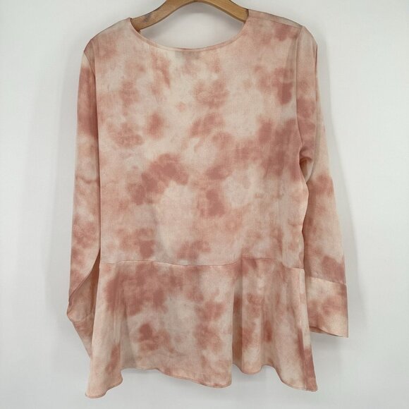 Vince Camuto women's blouse top V-neck peach tie-dye size 1X plus long sleeve - Picture 10 of 12